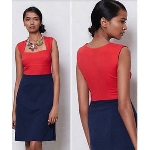 Elegant Red and Navy Dress